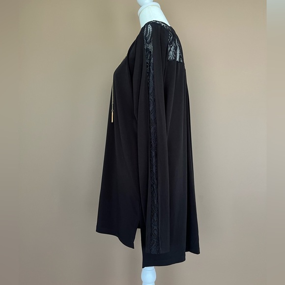 {MICHAEL Michael Kors} Black Tunic Top with Lace & Gold Tassels - Womens Large - Picture 10 of 12